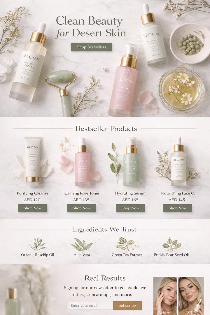 Clean Beauty Website Design