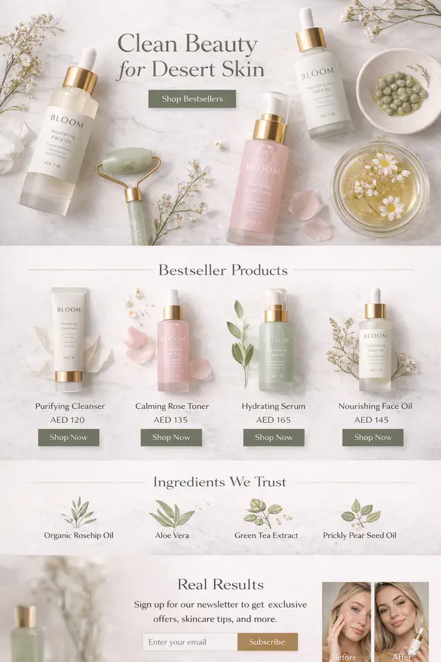 Clean Beauty Website Design