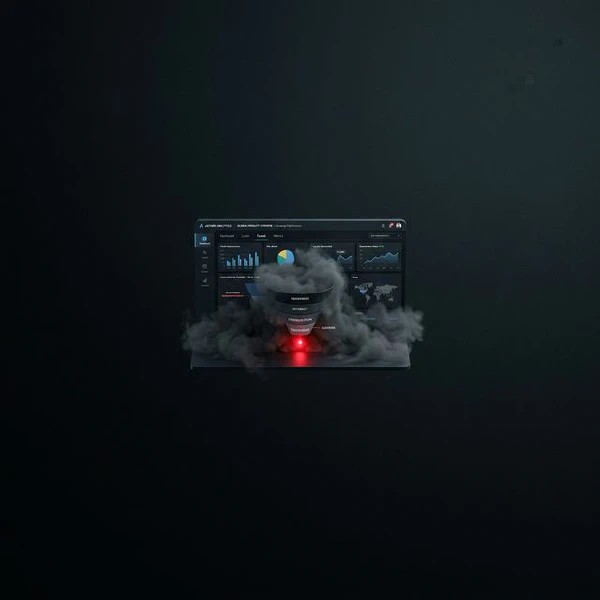 Day 30 — the fog clears, a realistic dashboard pinpointing a funnel leak